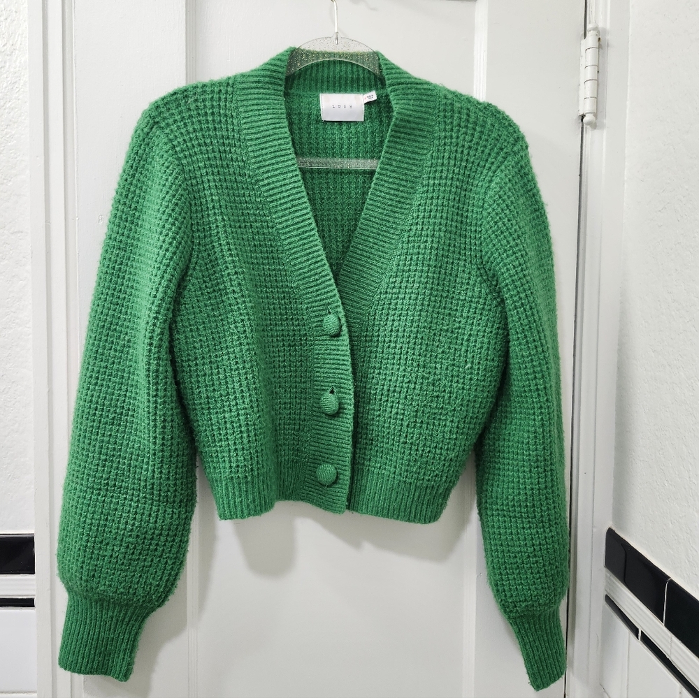 Green Button-Up Women's Sweater